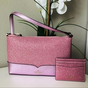 KATE SPADE LOLA GLITTER TINSEL CROSSBODY & CARDHOLDER NWT